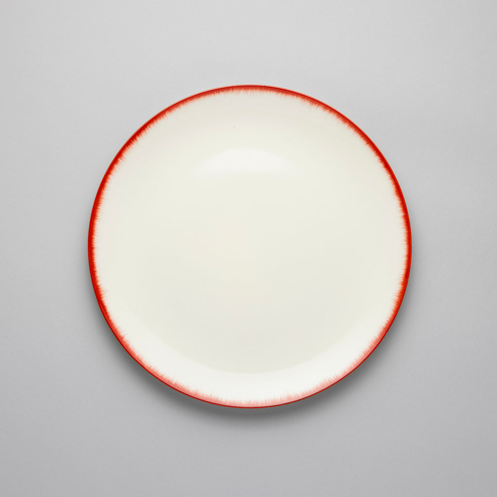 Dinner Plate, 24cm, Dé Off-White/Red VAR 2, Design by Ann Demeulemeester