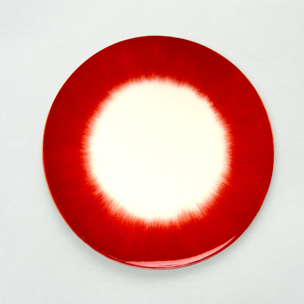 Dinner Plate, 24cm, Dé Off-White/Red VAR 5, Design by Ann Demeulemeester