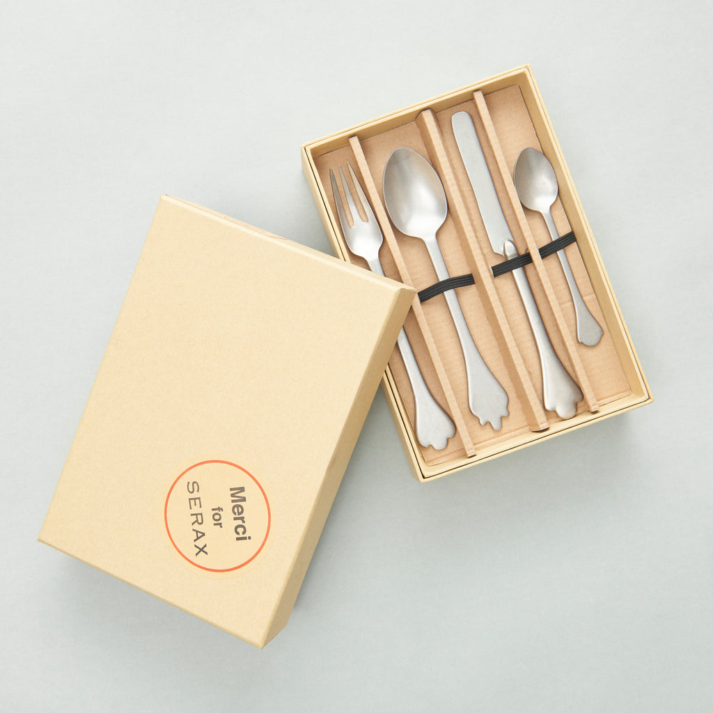 Cutlery Set in Gift Box Mirror Stone Wash Mix, Design by Merci