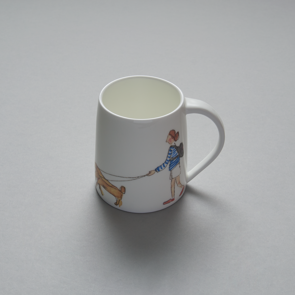 Girl And Two Dogs Mug, by Helen Beard